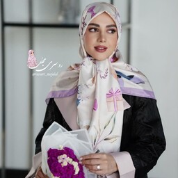 روسری مجلسی توییل ابریشم مدل عروس آسمان قواره 130