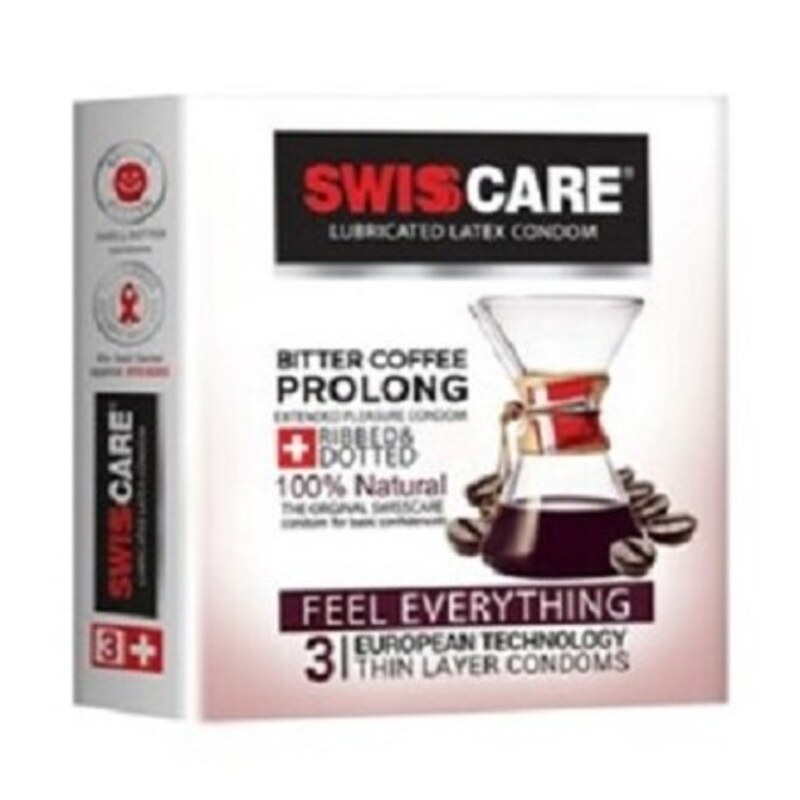 کاندوم سوئیس کر مدل Bitter Coffee Prolong بسته 3 عددی