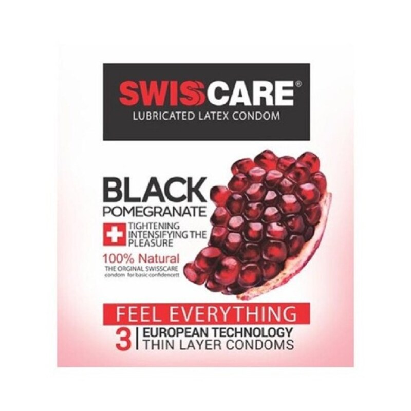 کاندوم سوئیس کر مدل Black Pomegranate بسته 3 عددی