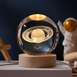  چراغ خواب مدل گوی شیشه ای 3D طرح سیاره زحل کد M19