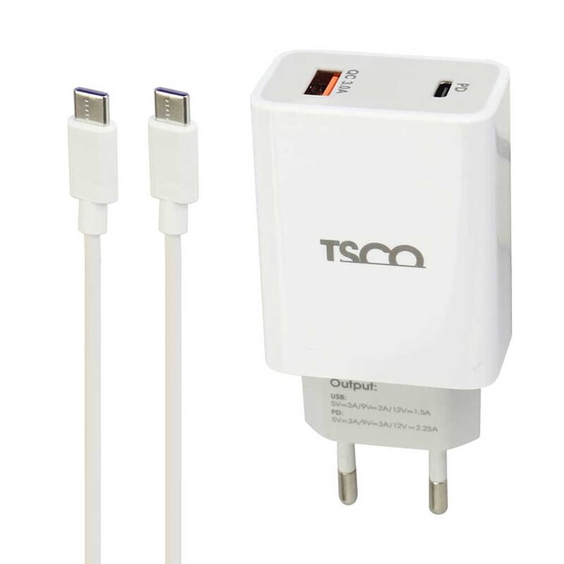 شارژر دیواری تسکو مدل Tsco TTC 60 به همراه کابل تبدیل USB-C