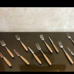 کارد و چنگال  چاقو و چنگال میوه خوری دسته چوبی