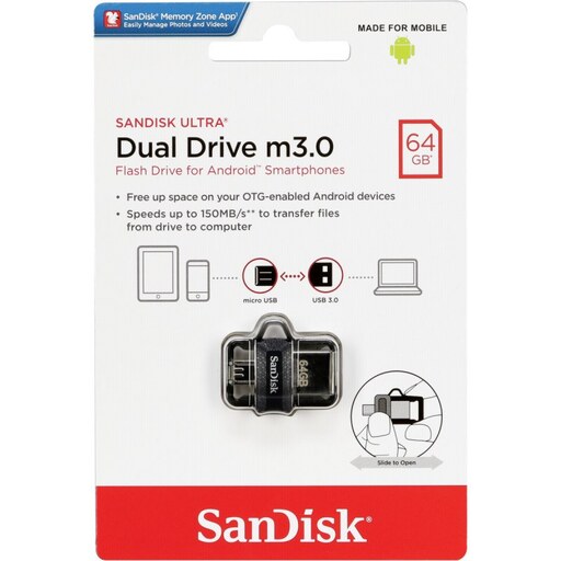 فلش 64 گیگ SanDisk USB3.0  مدل Dual Drive m3.0 