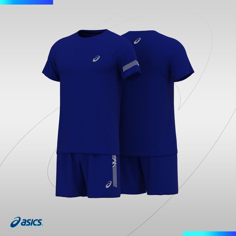 تیشرت و شورت ورزشی تمرینی آسیکس ( لباس ورزشی مردانه ) رنگ آبی 