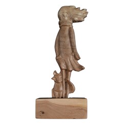مجسمه چوبی شازده کوچولو و روباه روی پایه