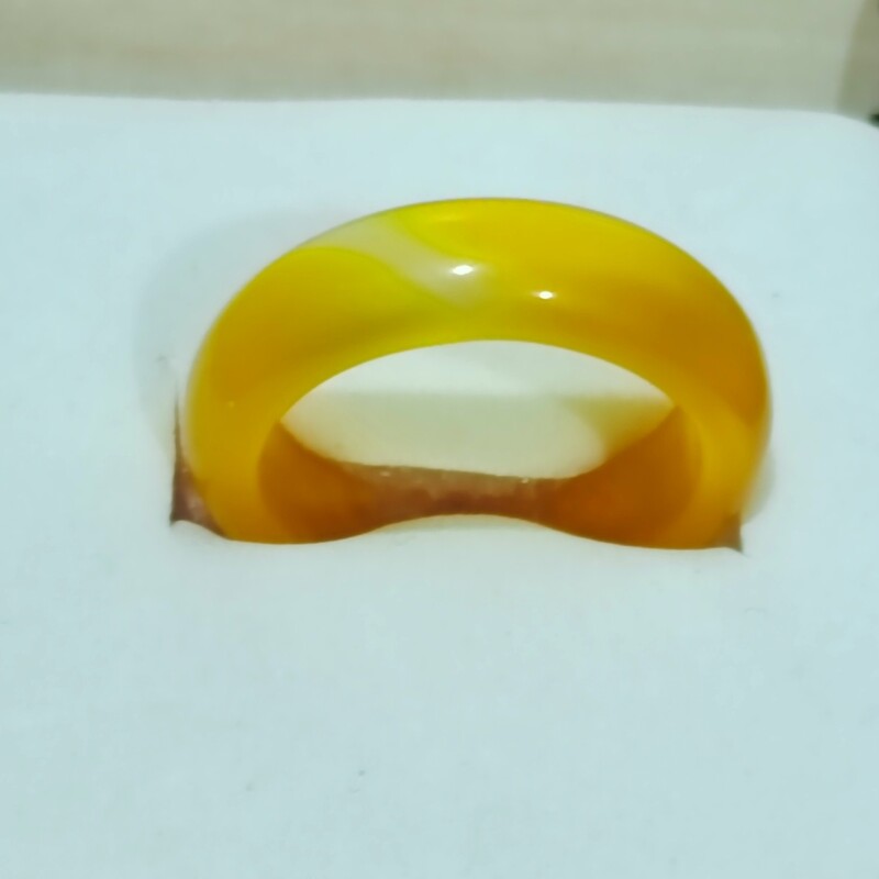حلقه سنگ طبیعی عقیق زرد رگه دار معدنی سایز 56 کد 69101989