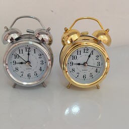 ساعت خرگوشی رومیزی مدل قدیمی در 2 رنگ طلایی و کروم زیبا و جذاب دارای چراغ شب و زنگ خور