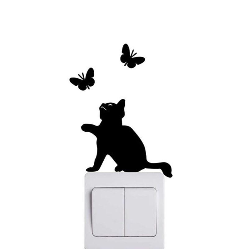 استیکر  کلید و پریز مدل گربه و پروانه 9سانت بسته 5 عددی