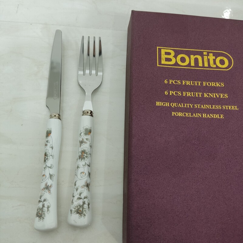 کارد چنگال میوه خوری سرامیکی بونیتو 6عدد چنگال و 6 عدد چاقو ،سرامیکی ،Bonito