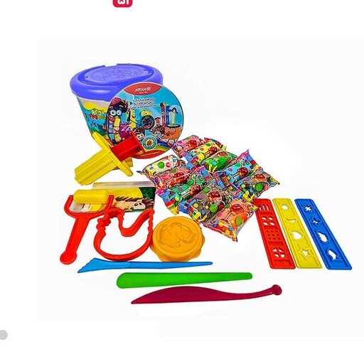 خمیر بازی سطلی 10 رنگ آریا همراه با ابزار و DVD
