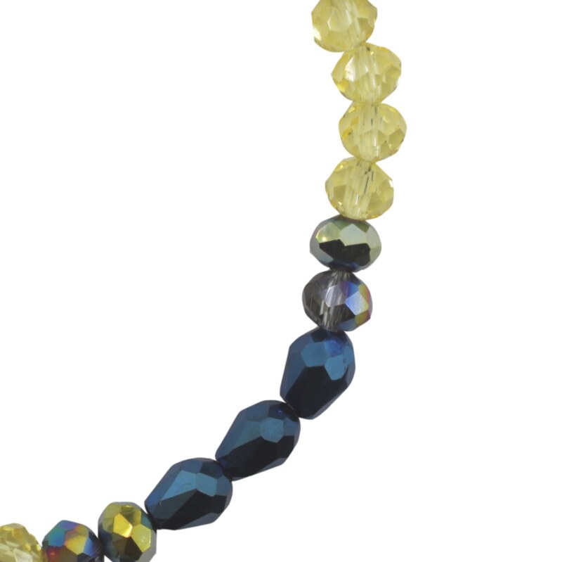 دستبند زنانه کریستالی زرد و آبی مدل صبا کد 0274