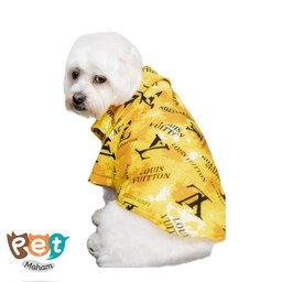 لباس سگ و گربه مدل پیراهن هاوایی مدیم لارج ایکس لارج دو ایکس لارج  زرد