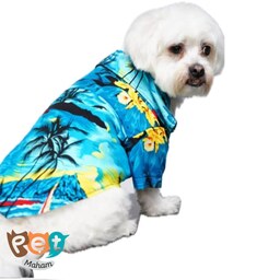 لباس سگ و گربه مدل پیراهن هاوایی مدیم لارج ایکس لارج دو ایکس لارج  آبی 