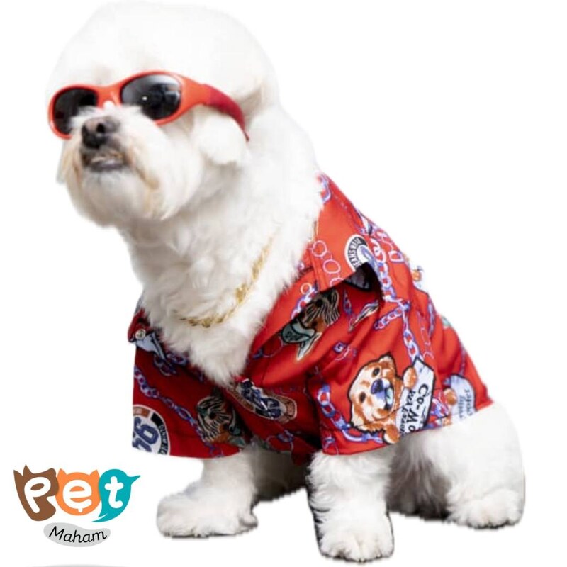لباس سگ و گربه مدل پیراهن هاوایی مدیم لارج ایکس لارج دو ایکس لارج  قرمز