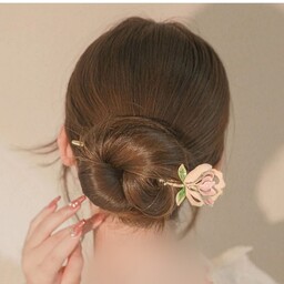 گیره مو کانزاشی گل رز صورتی برند zaya رنگ ثابت و بسیار شیک 