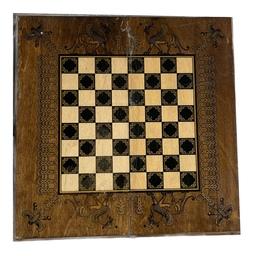 تخته شطرنج چوب ملچ چاپ سیلک طرح فروهر