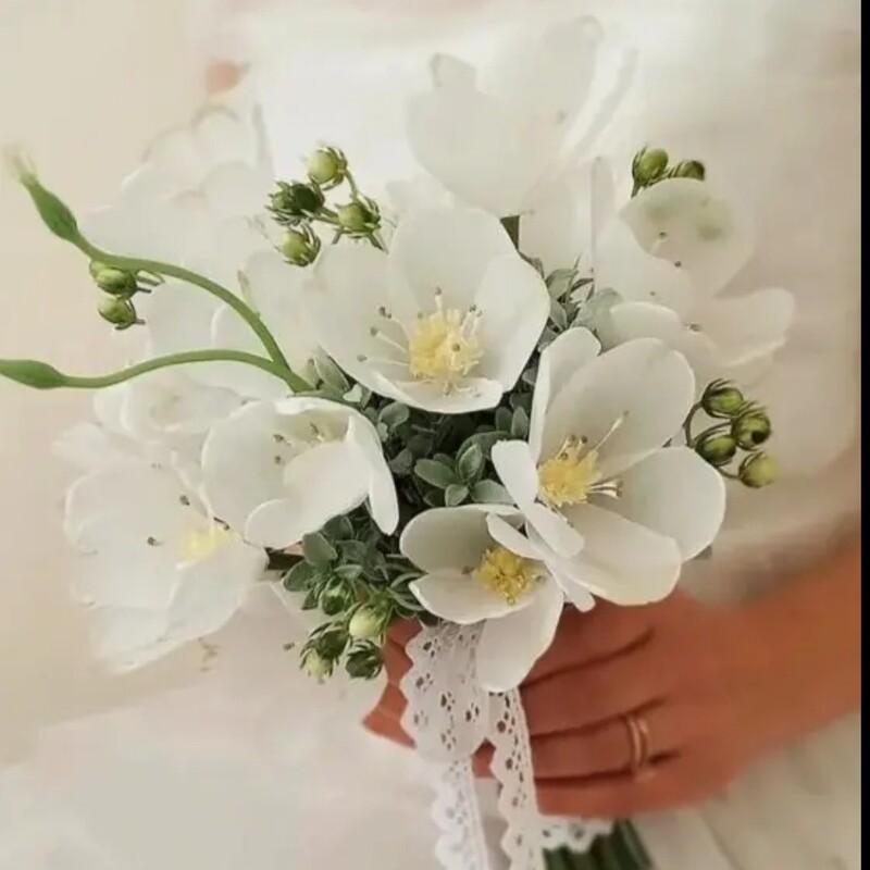 دسته گل مصنوعی عروسی عقد نامزدی مگنولیا سفید  شیک  مدرن و ماندگار