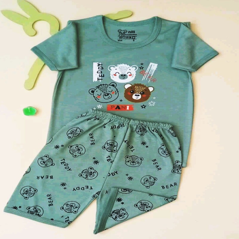 لباس نوزادی و سیسمونی تیشرت شلوارک  سایز 2و3 در طرح های دخترونه و پسرانه(7طرح)