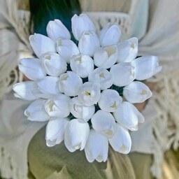 گل لاله سفید لمسی-مصنوعی-دسته7 شاخه ای