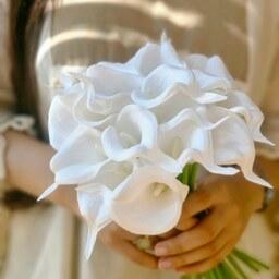 گل شیپوری مصنوعی-سفید-دسته ای 10 تا شاخه گل