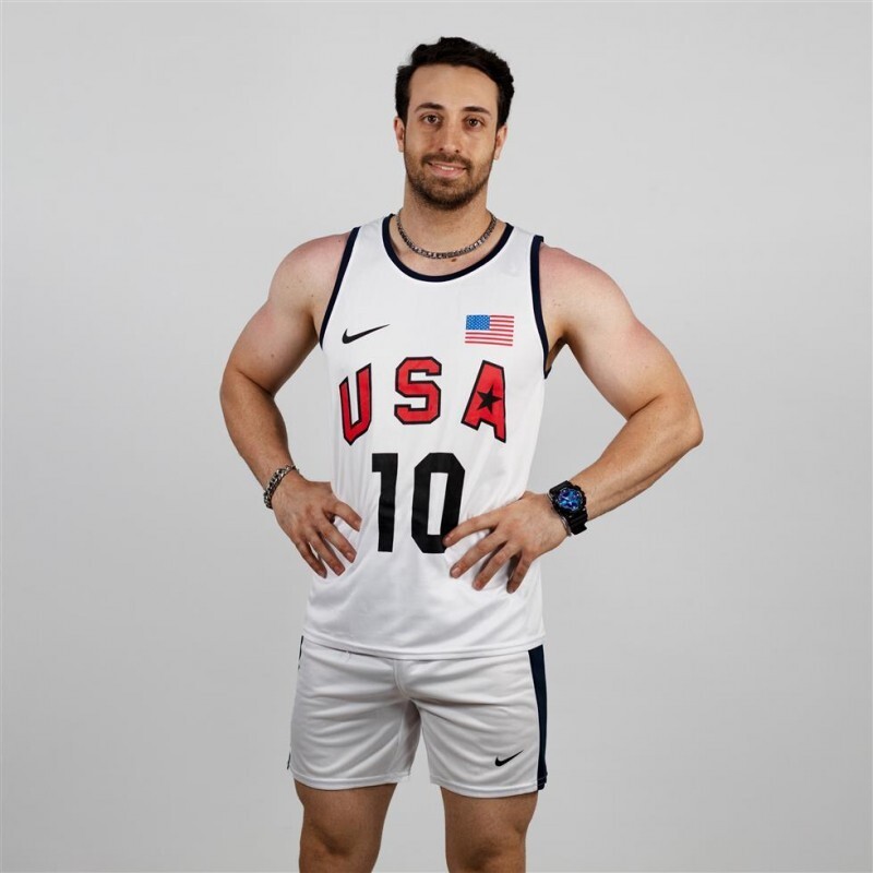 ست بسکتبالیusa تاپ حلقه ای وشلوارک مردانه ورزشی
