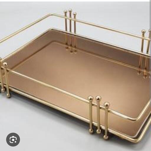 سینی آینه ای مدل پیانو رنگ طلایی