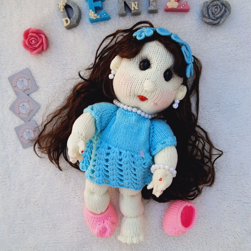 عروسک بافتنی بسیار زیبا عروسک دخترانه شیک عروسک دومیل بافی