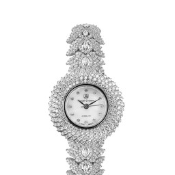 ساعت نقره زنانه طرح جواهر با روکش طلا و فاکتور معتبر و آبکاری رادیوم طلای سفید 