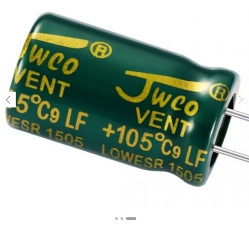 خازن  الکترولیت 33میکرو فاراد 400ولت برند جی دبلیو کو(Jwco) سبز بسته 100 عددی    