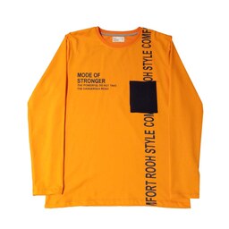 بلوز نوجوان پسرانه پاییزه رنگ نارنجی سایز S مناسب برای 15 الی 16 سال کد 62618306