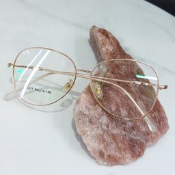 عینک فریم طبی زنانه دخترانه فلزی فشن فوق العاده سبک و راحت رنگ ثابت طلایی مناسب سایز صورت متوسط و بزرگ