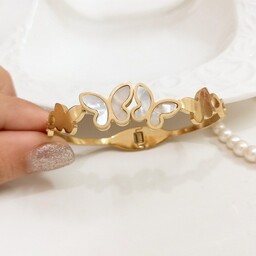 دستبند النگویی طرح طلا مدل پروانه صدفی