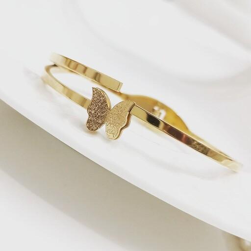 دستبند النگویی طرح طلا مدل پروانه شنی