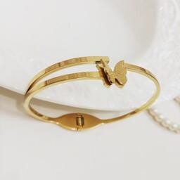 دستبند النگویی طرح طلا مدل پروانه شنی