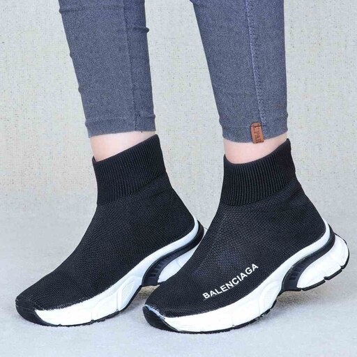 کتونی زنانه جورابی BALENCIA جدید  - مشکی - A6480 - ارسال سریع و رایگان به سراسر ایران