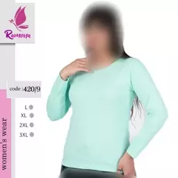 بلوز زنانه یقه گرد ساده پنبه لاکرا برند رامونا رنگ بندی از سایز  l تا 3xl