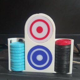 مهره های بازی کاروم حرفه ای 21 عددی با دو استریکر و رنگ  آبی و سیاه