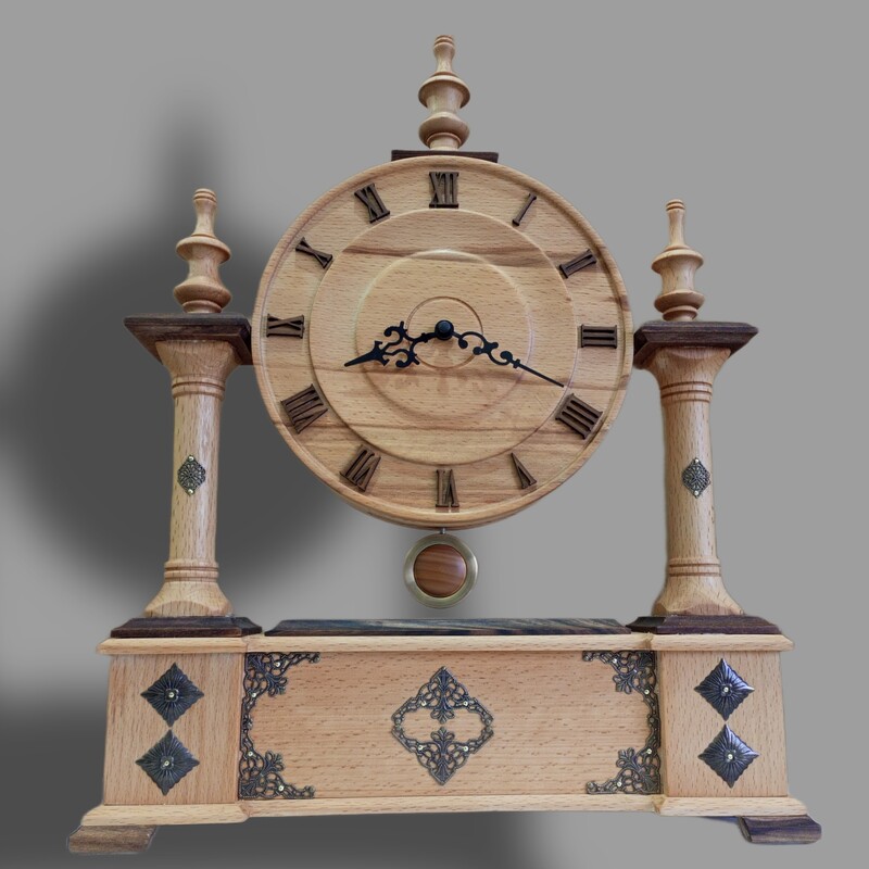 ساعت رومیزی تمام چوب طرح کلاسیک مدل(لوزان2) دستساز دارای پاندول متحرک