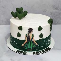 کیک دخترانه سبز ، کیک سبز ، کیک تولد 