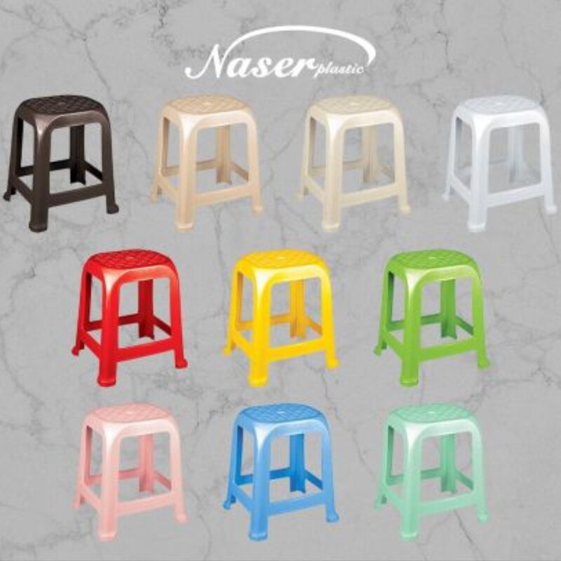 چهارپایه بلند 50 سانتی مارک ناصر پلاستیک (Naser)(رنگ سفید، وانیلی)