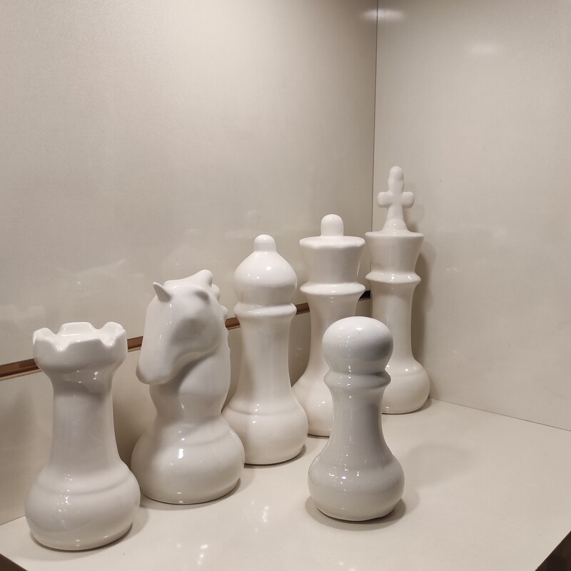 مهره شطرنج دکوری سفید شش عددی
