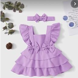 لباس مجلسی دخترانه  شیک وناز با پارچه کرپ اسکاچی قابل سفارش در سایز 1تا 5 سال و رنگ های مختلف 