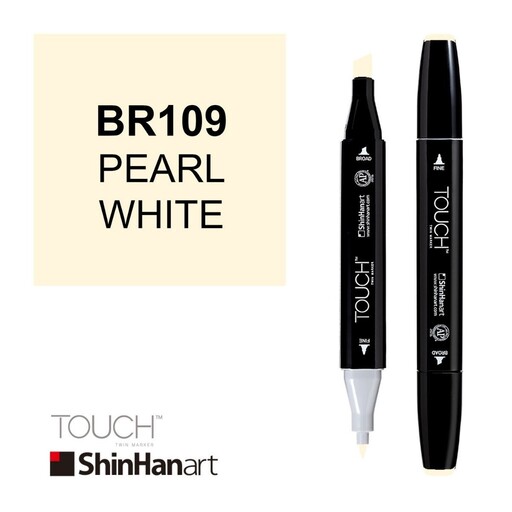 ماژیک راندو دو سر برند تاچ بدنه مشکی Shinhanart  BR109 PEARL WHITE