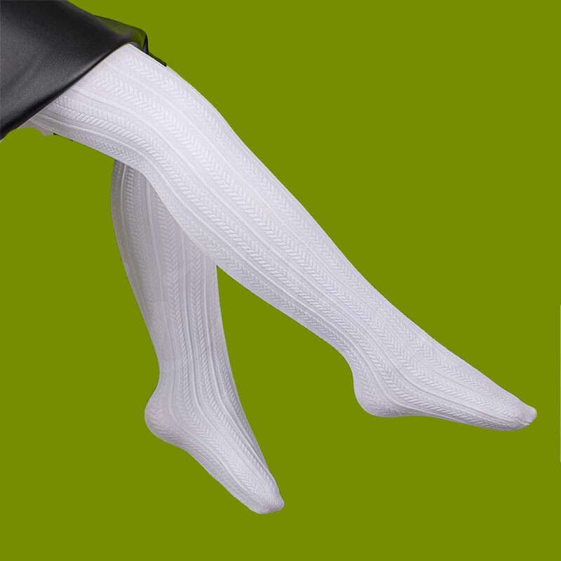 جوراب شلواری گندمی بچگانه تک رنگ سفید کیفیت عالی  سایزبندی حدودا 4 تا 12 ساله