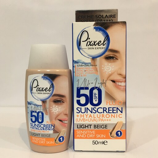 کرم ضد آفتاب پیکسل  رنگ بژ روشن مناسب پوست های خشک تا نرمال و حساس با SPF50
