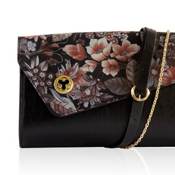 کیف دوشی زنانه سر گلدار چرم طبیعی گاوی مدل سما ( سفارشی)