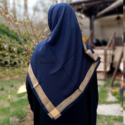 روسری نخ یونیک قواره کوچک  ترک قواره 120  طرحدار حاشیه طلایی