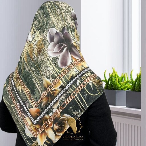 روسری نخی رنگی طرحدار قواره 120 کوتاه حراجی گلدار