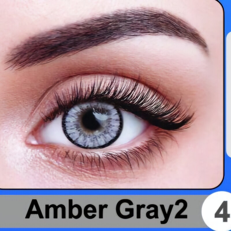 لنز چشم رنگی نیوویژن رنگ طوسی آمبره دور مشکی Amber gray 2