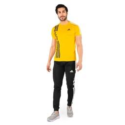 44176  ست تیشرت و شلوار مردانه آستین کوتاه زرد Adidas ساده یقه گرد